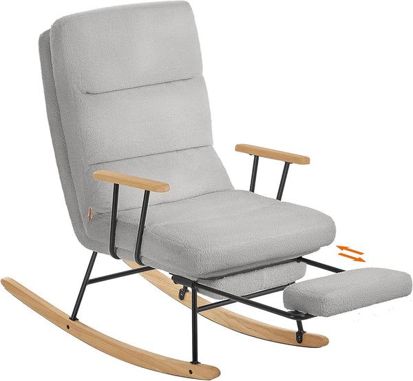 Houpací křeslo, s nastavitelným opěradlem, flísový povrch, v šedé barvě