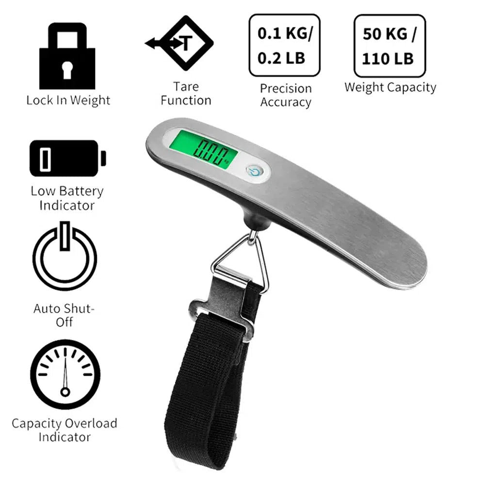 BONTOUR Cestovní váha na zavazadla, digitální ruční váha, LCD displej, maximální hmotnost 50 kg-Cestovanie-Vashome.cz