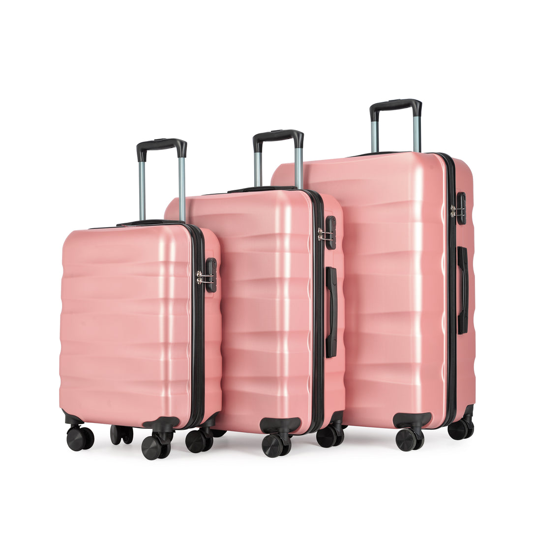 BONTOUR „Wave“ 3-dílná sada kufrů s dvojitými kolečky, s TSA zámkem, rose gold-Souprava kufrů-Vashome.cz
