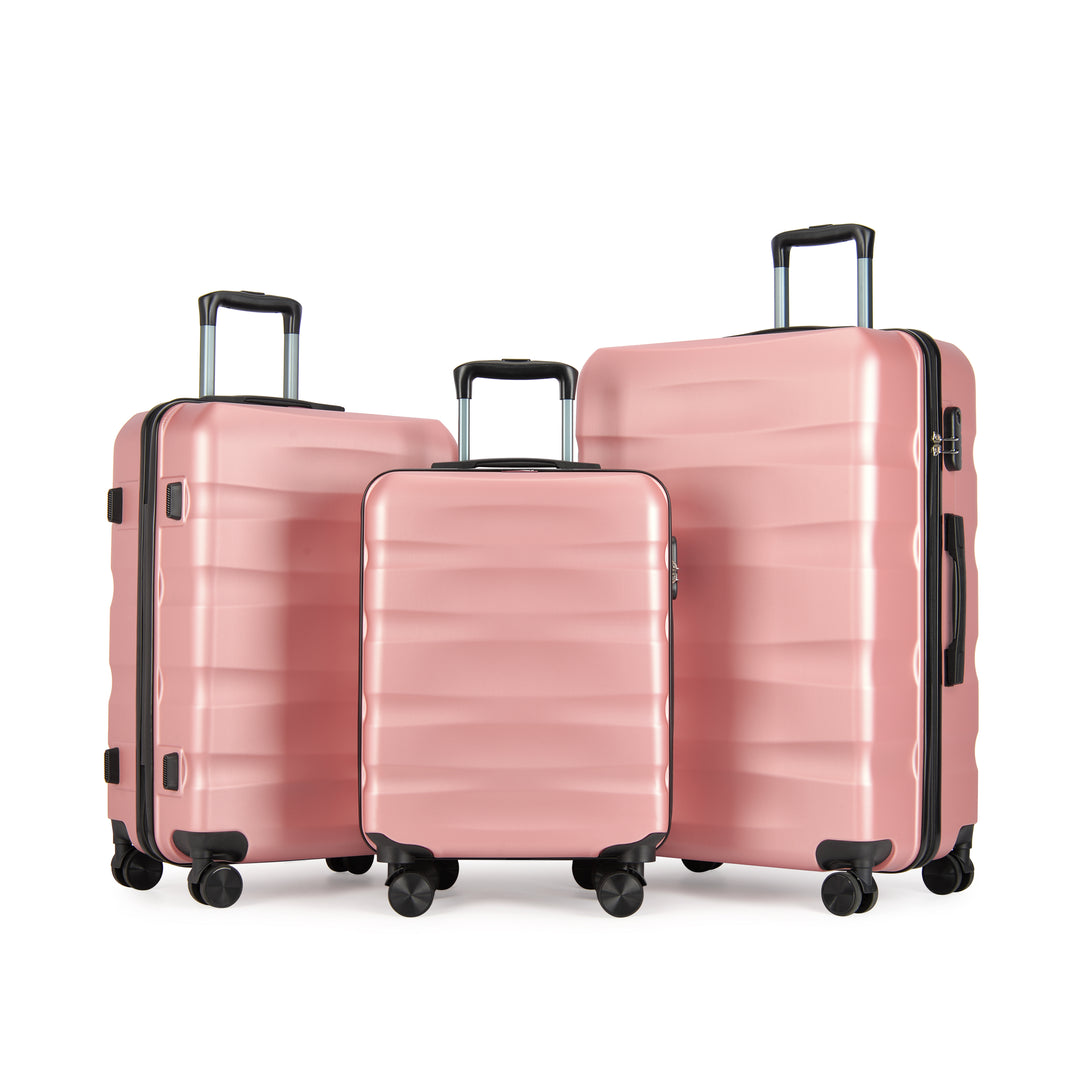 BONTOUR „Wave“ 3-dílná sada kufrů s dvojitými kolečky, s TSA zámkem, rose gold-Souprava kufrů-Vashome.cz