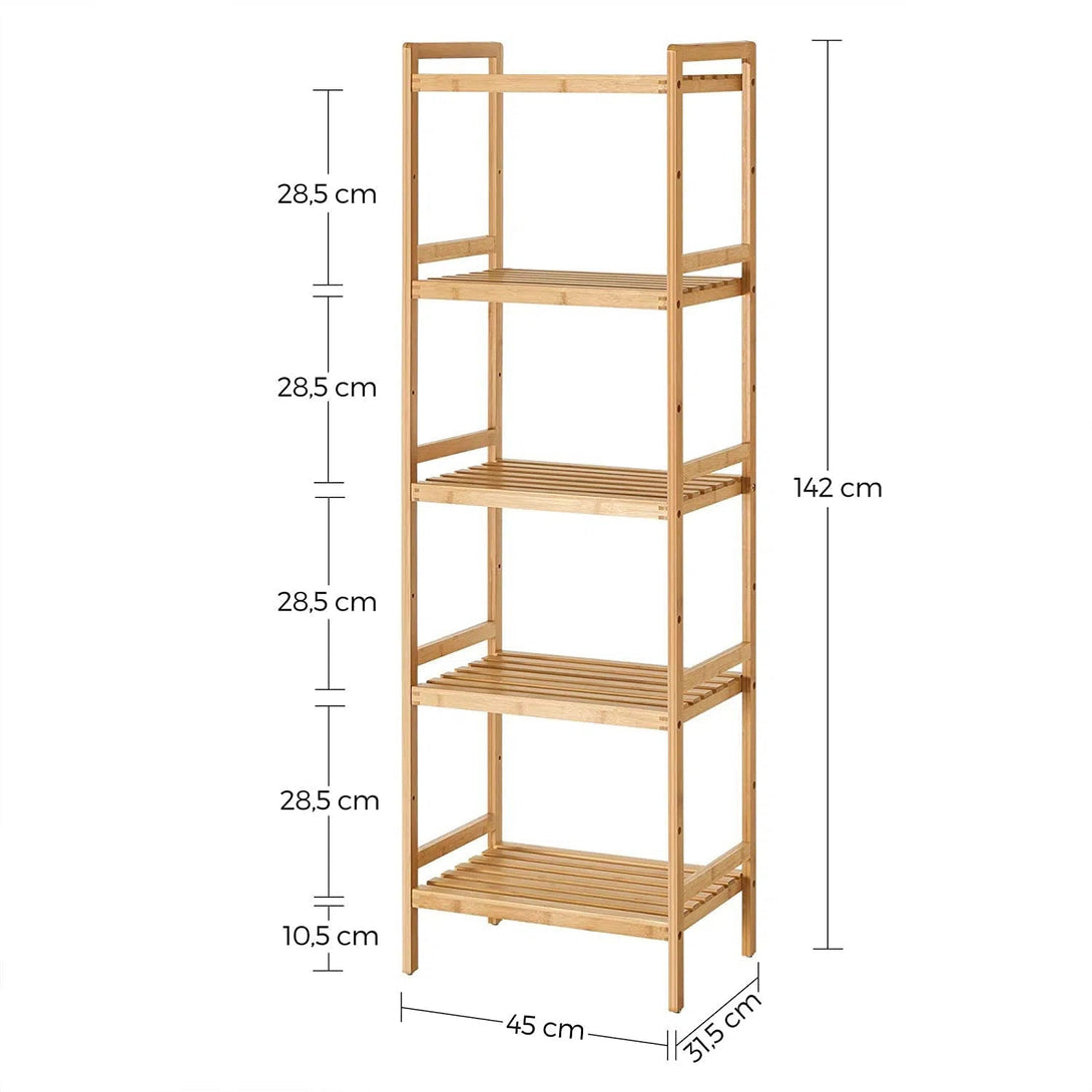 Bambusový regál s 5 policemi, přírodní