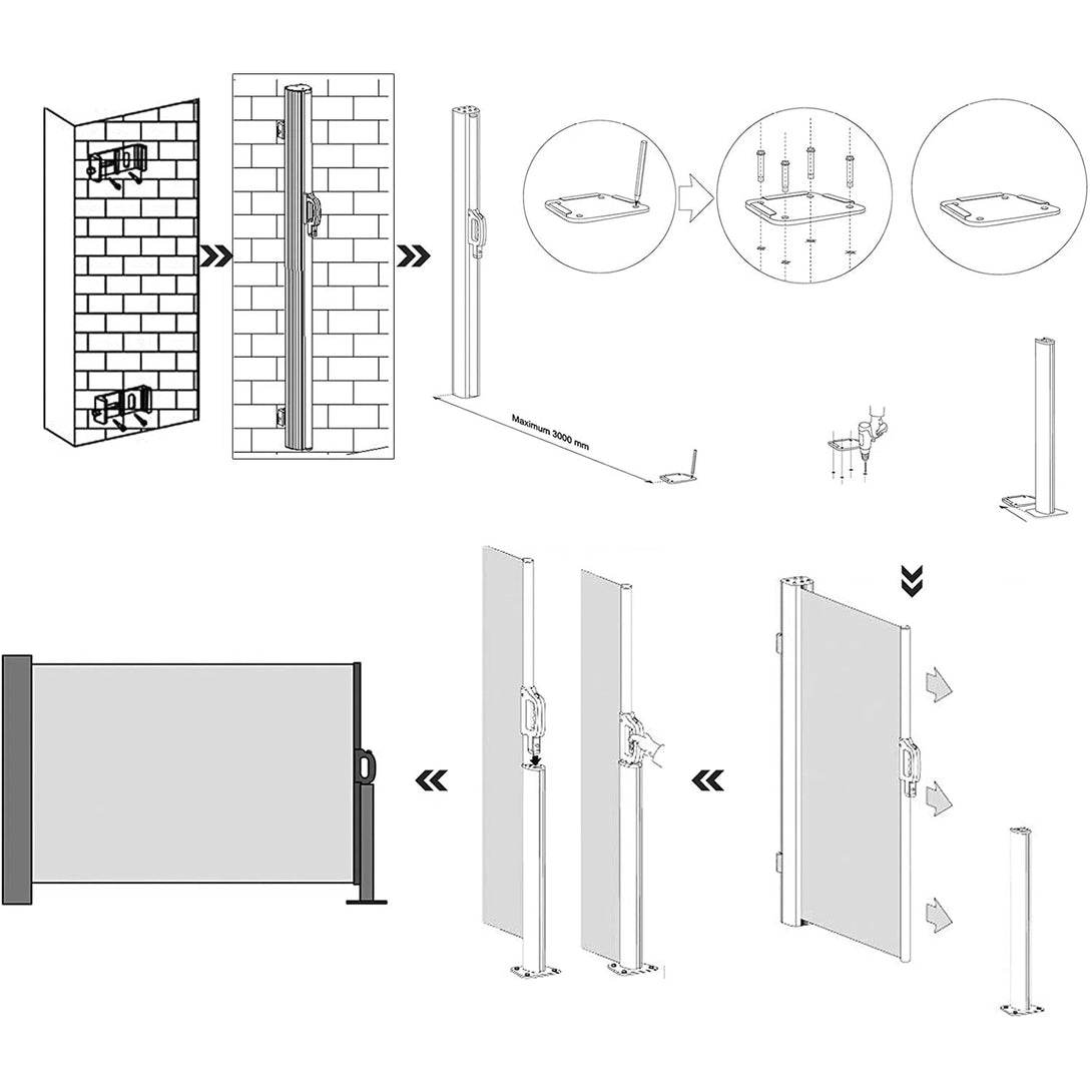 Boční markýza 200 x 350 cm, béžová