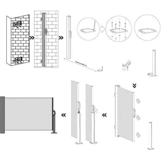 Boční markýza 200 x 350 cm, kouřově šedá