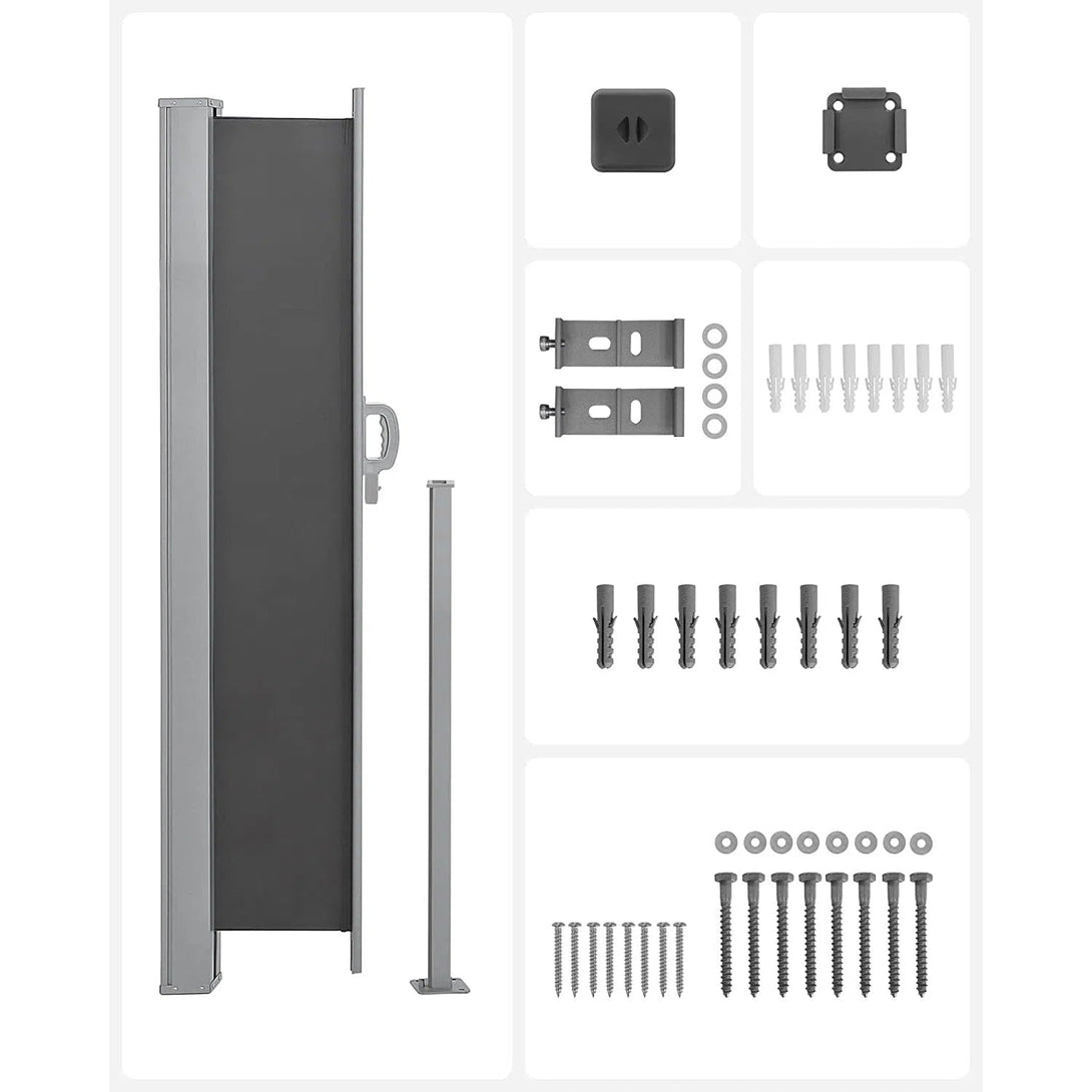 Boční výsuvná markýza na balkon, terasu a zahradu 300 x 160 cm, kouřově šedá