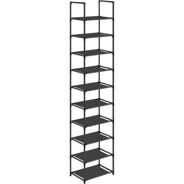 Botník, 10-úrovňový stojan na boty, úzký, 33 x 33 x 173 cm, černý-Botníky-Vashome.cz