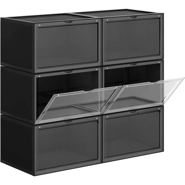 Box na boty, 6 stohovatelných organizérů 36 x 28 x 22 cm, černý-Úložné boxy-Vashome.cz