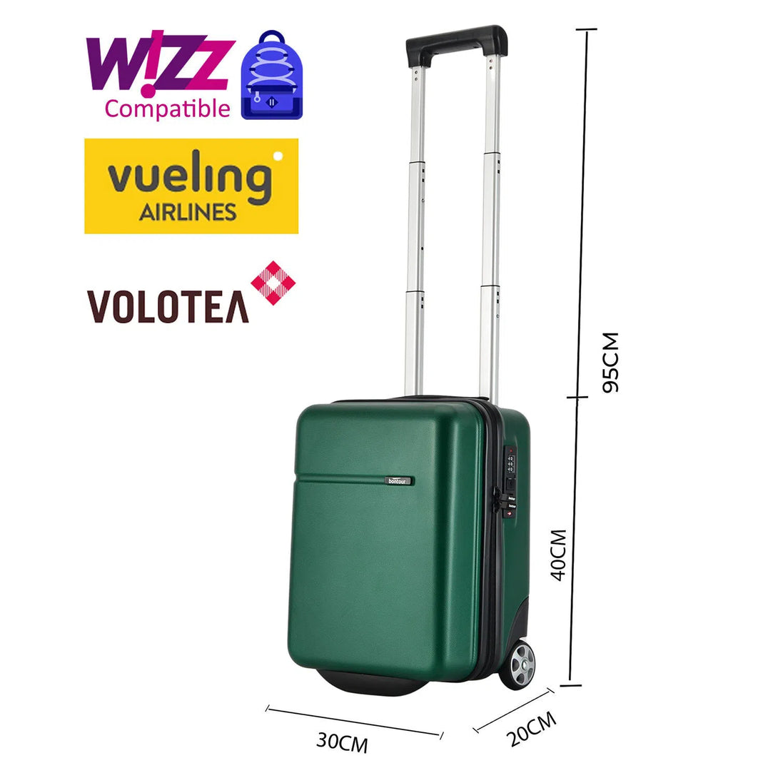 CabinOne kabinový kufr, zelená barva (40x30x20 cm), který lze přepravovat na letech WIZZAIR zdarma | BONTOUR-Kabinové kufry-Vashome.cz