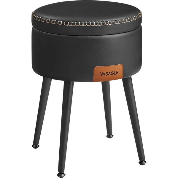 EKHO taburetka, odkládací stolek s úložným prostorem, syntetická kůže, černá
