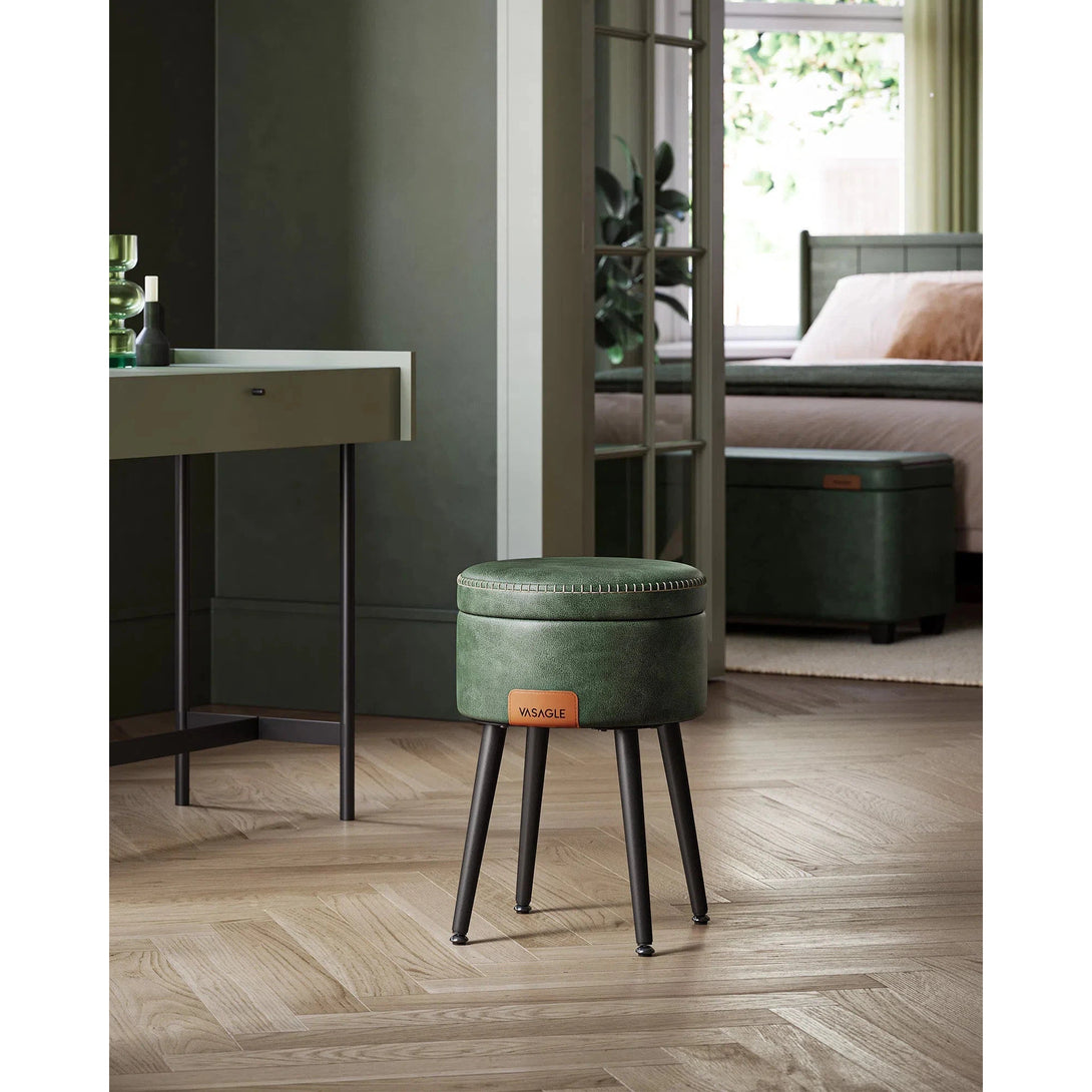EKHO taburetka, odkládací stolek s úložným prostorem, syntetická kůže, zelená