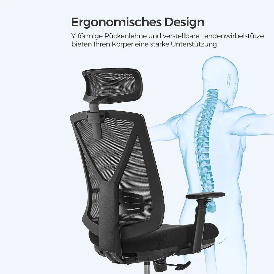 Ergonomická kancelářská židle s podnožkou, Max. nosnost 150 kg, černá