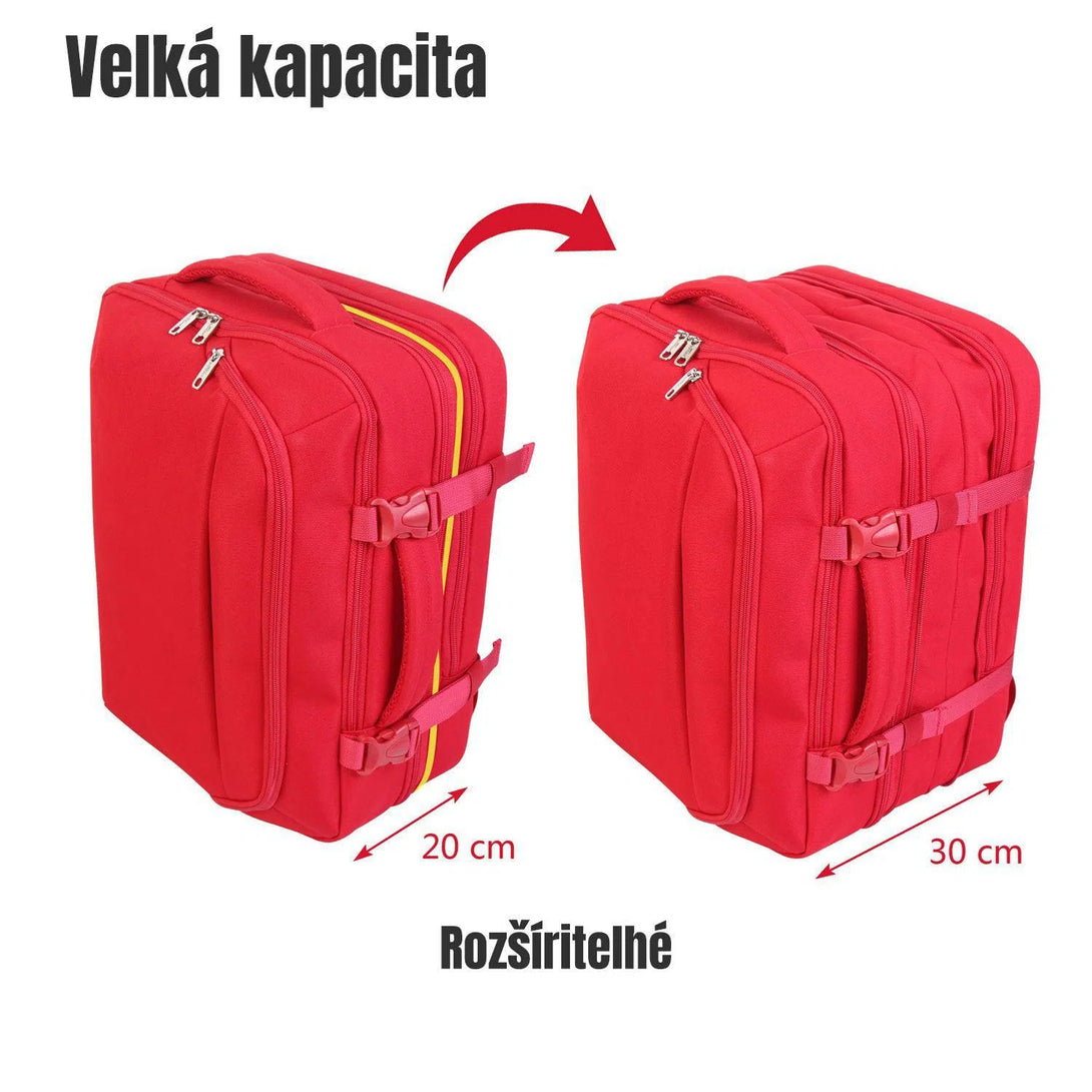 FlexiGo Rozšiřitelný batoh, velikost Wizz Air 40x30x20cm, Červený | BONTOUR