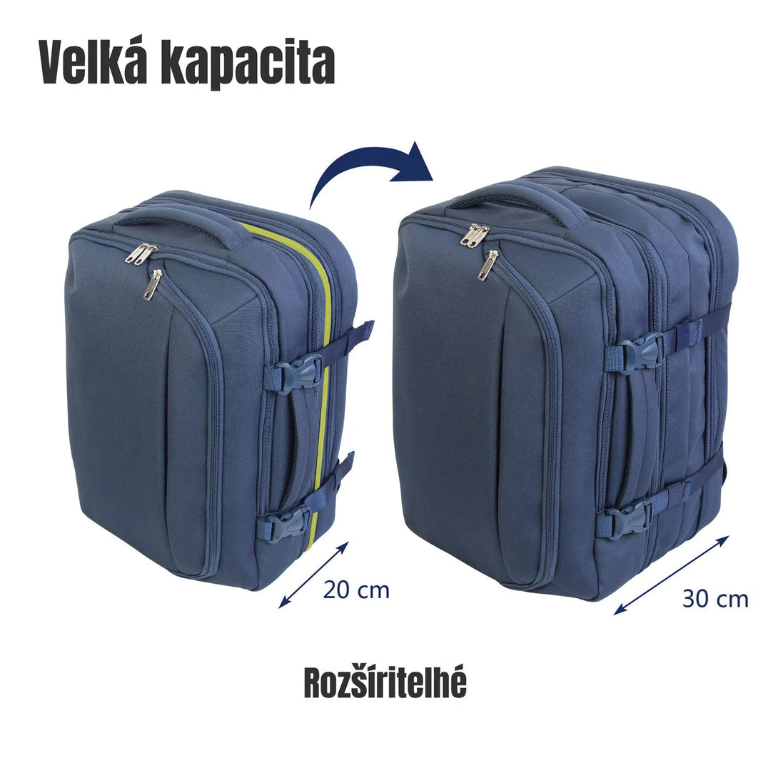 FlexiGo Rozšiřitelný batoh, velikost Wizz Air 40x30x20cm, Modrý | BONTOUR