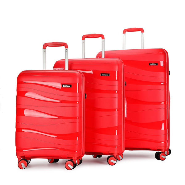 "Flow" sada 4-kolečkového kufru s TSA zámkem, červená | BONTOUR