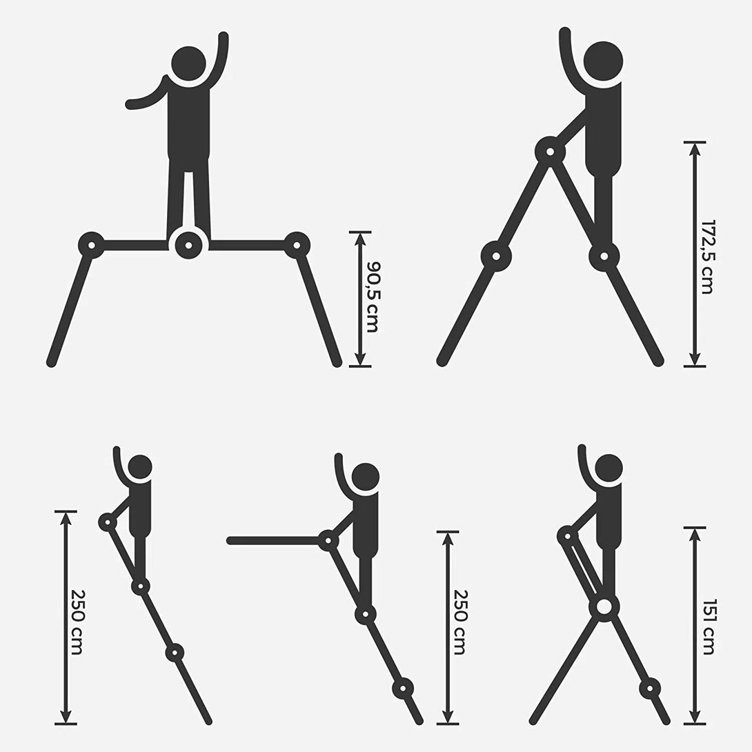 Hliníkový žebřík 3,5 m, s 12 schůdky, kloubový, víceúčelový, stříbrný