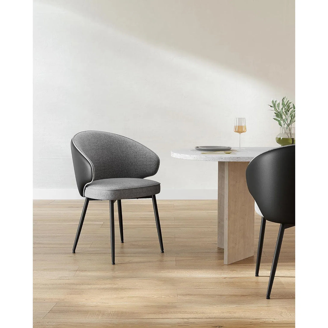 Jídelní židle, sada 2 ks, kuchyňské čalouněné židle, tmavě šedé