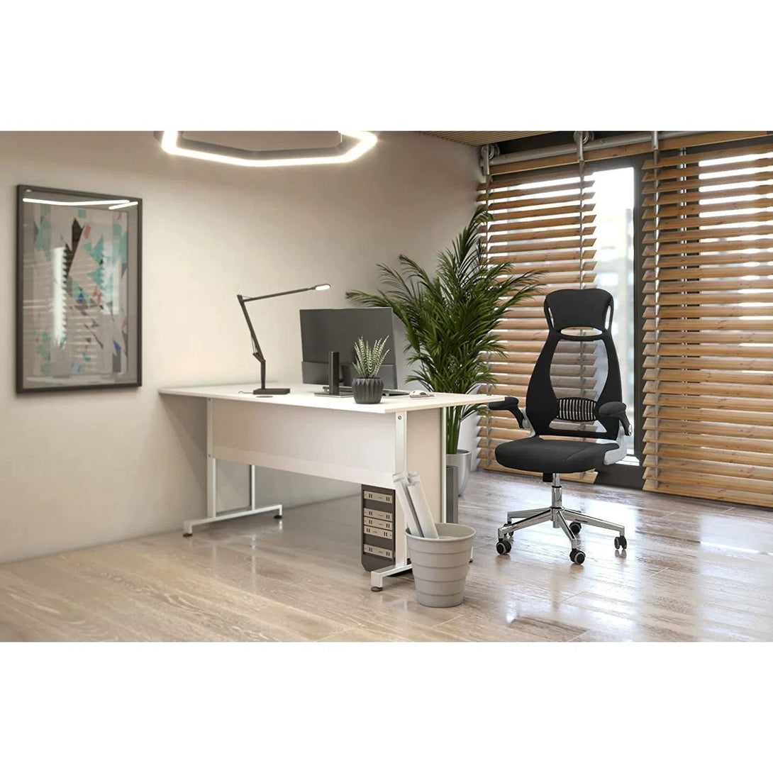 Kancelářská ergonomická židle, prodyšné opěradlo, 64 x 55 x (117-126,5) cm, černá-Kancelářské židle-Vashome.cz