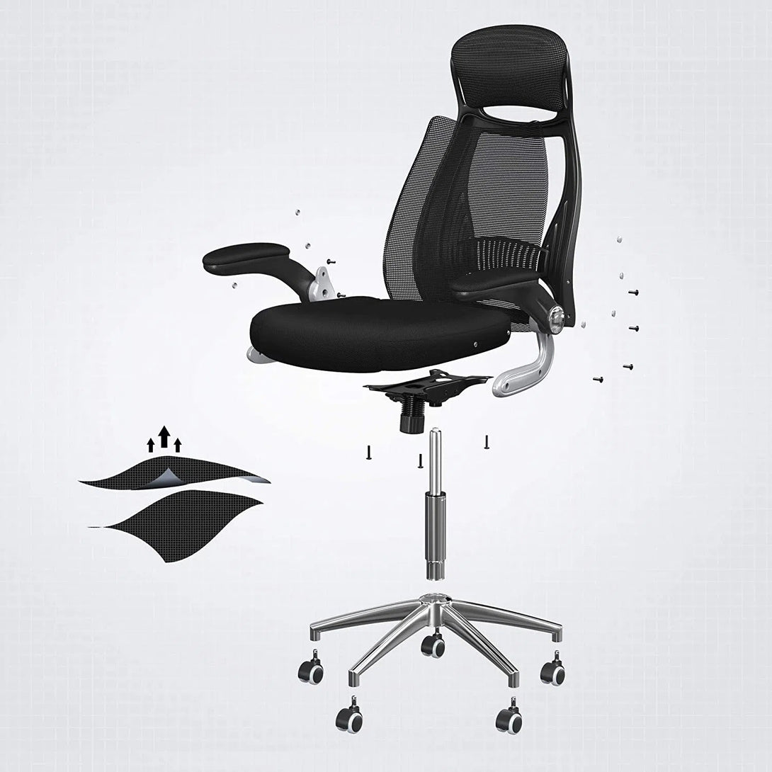 Kancelářská ergonomická židle, prodyšné opěradlo, 64 x 55 x (117-126,5) cm, černá-Kancelářské židle-Vashome.cz