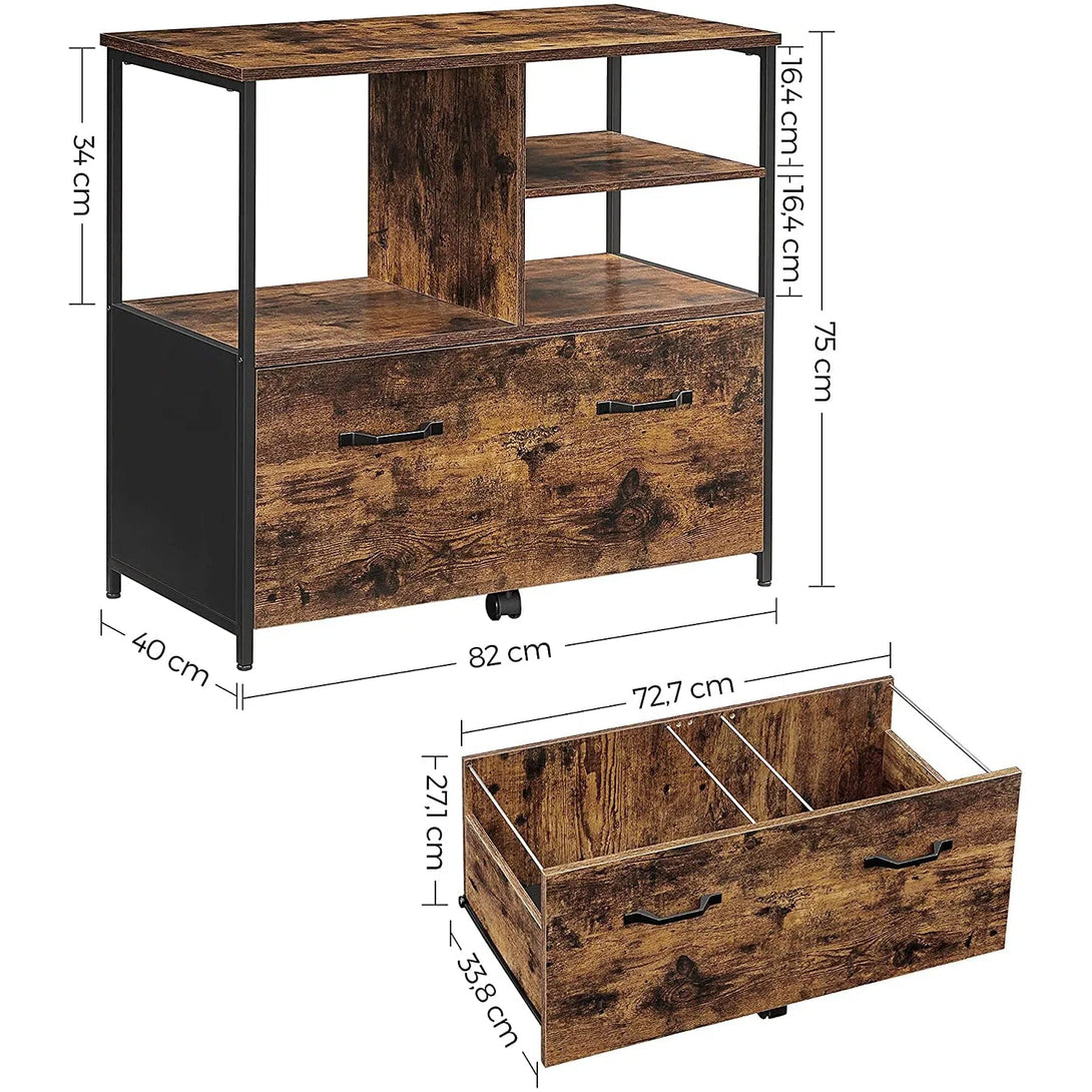 Kancelářská skříňka se šuplíkem, 82 x 75 x 40 cm, rustikální hnědá