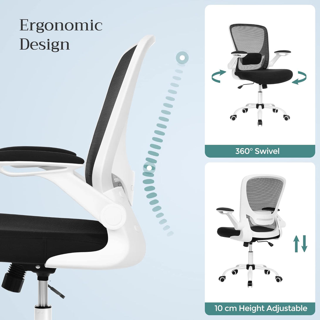 Kancelářská židle, ergonomická, kolébkový mechanismus, černobílá-Kancelářské židle-Vashome.cz