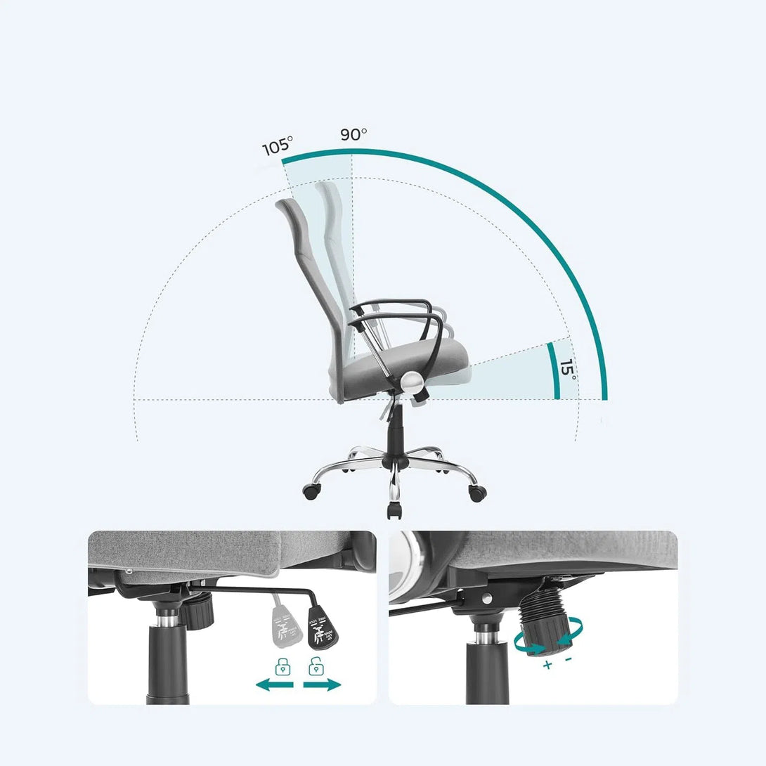 Kancelářská židle, ergonomická otočná židle, šedá