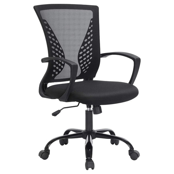 Kancelářská židle s potahem ze síťoviny, výškově nastavitelná otočná židle, černá