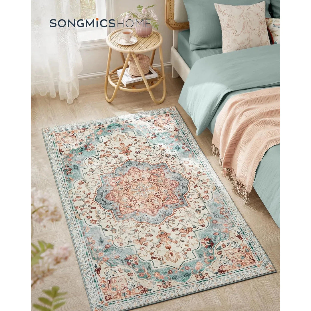 Koberec 92 x 153 cm, Protiskluzový, Tradiční vintage styl, Aqua Blue-Koberce-Vashome.cz