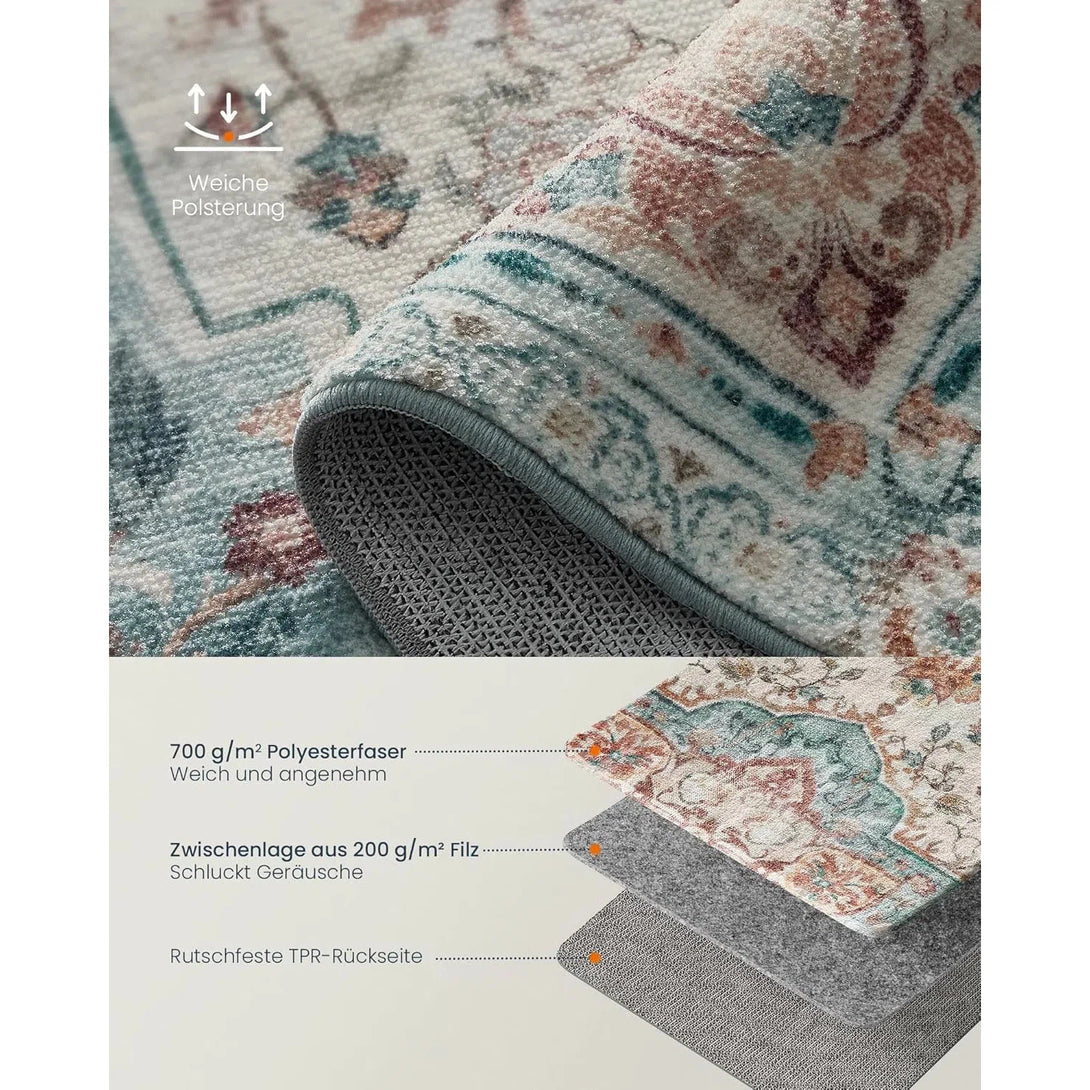 Koberec 92 x 153 cm, Protiskluzový, Tradiční vintage styl, Aqua Blue-Koberce-Vashome.cz