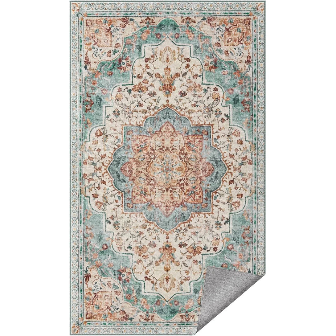 Koberec 92 x 153 cm, Protiskluzový, Tradiční vintage styl, Aqua Blue-Koberce-Vashome.cz