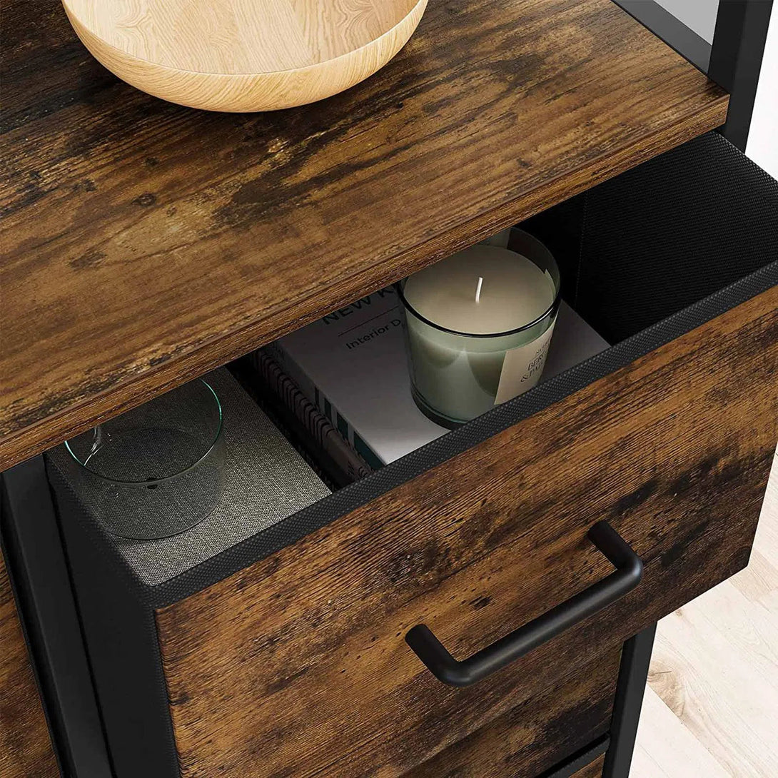SONGMICS Komoda se 7 textilními zásuvkami, 98 x 85 x 28,5 cm, – Vashome.cz