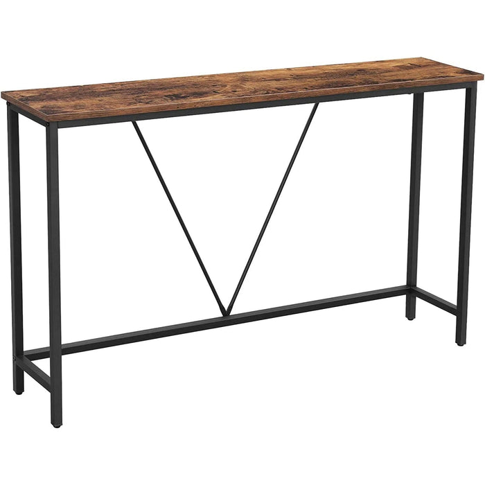 Konzolový stolek s ocelovým rámem, vintage hnědo-černý