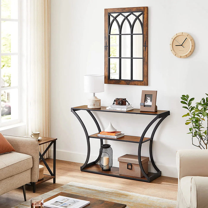 Konzolový stolek se zaoblenýma nohama, 120 x 80 x 30 cm, rustikální hnědý