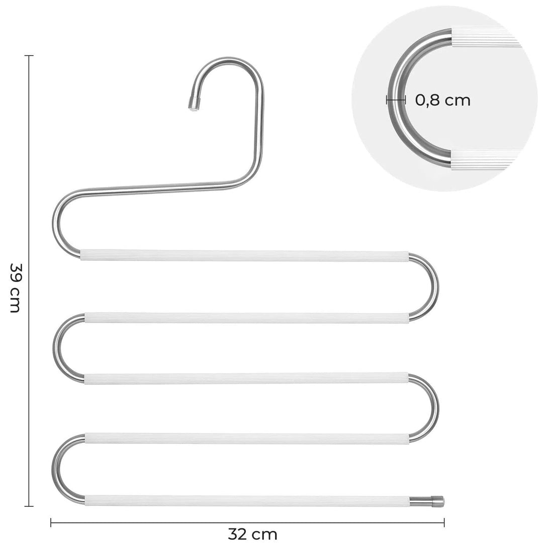 Kovové věšáky na kalhoty 5-vrstvé, 39 x 32 x 0,8 cm, stříbrné, bílé