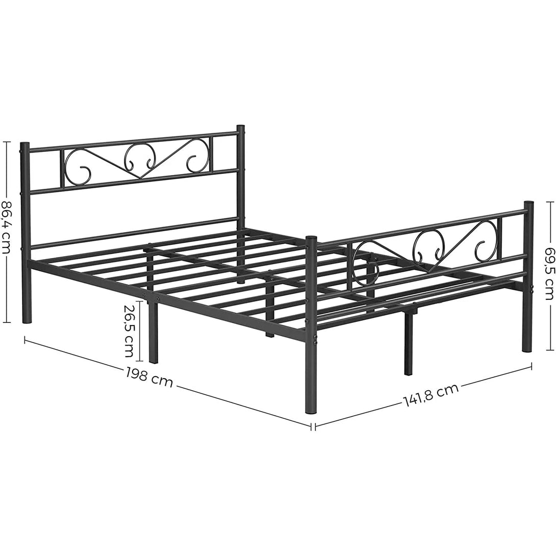 Kovový postelový rám, 198 x 86,4 x 141,8 cm, černý