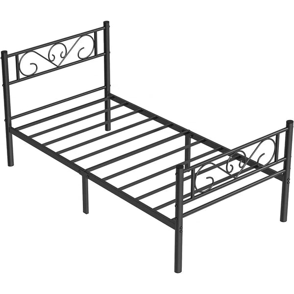 Kovový rám postele, jednolůžková postel 190 x 90 cm, černý