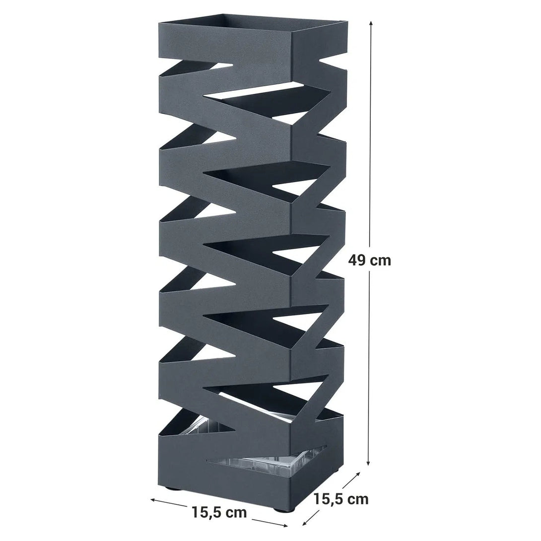 Kovový stojan na deštníky, čtvercový držák na deštníky, se 4 háčky, antracitově šedý