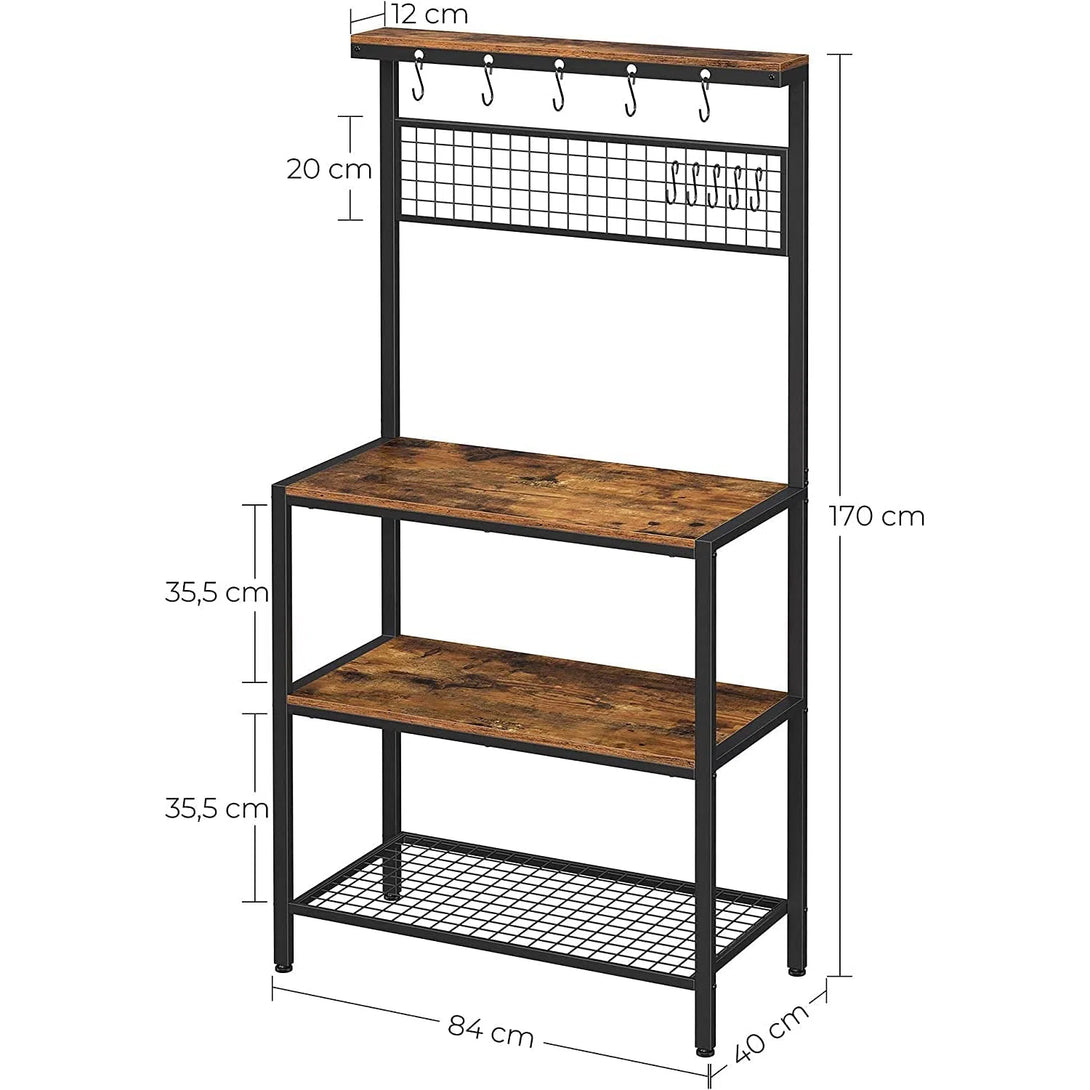 Kuchyňský policový stojan v industriálním designu 84 x 40 x 170 cm