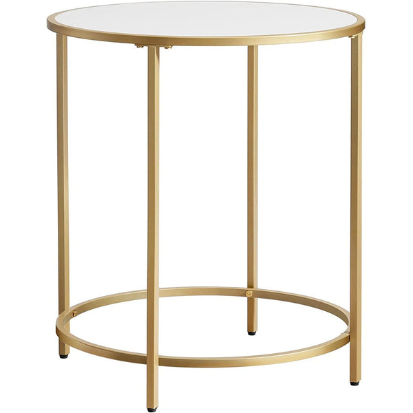 Kulatý konferenční stolek, 50 x 55 cm, barva bílá a zlatá
