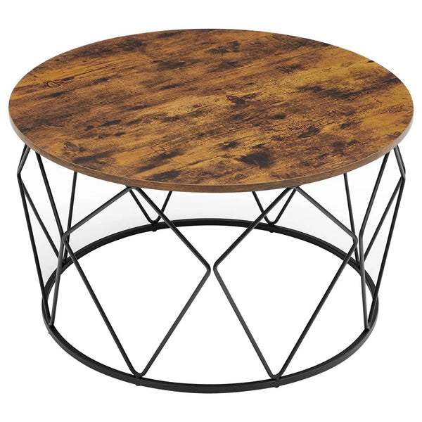 Kulatý konferenční stolek, 80 x 45 cm, rustikální hnědý