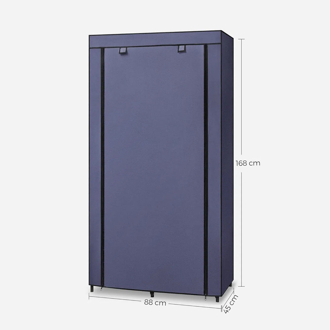 Látková skříň se 6 policemi, modulární skříň, tmavě modrá