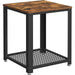 Malý příruční stolek s mřížkovanou policí 45x45x55 cm, vintage hnědý, černý