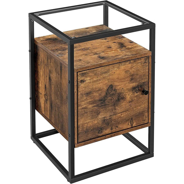 Malý skleněný stolek se skříňkou, 40 x 40 x 60 cm, vintage hnědý