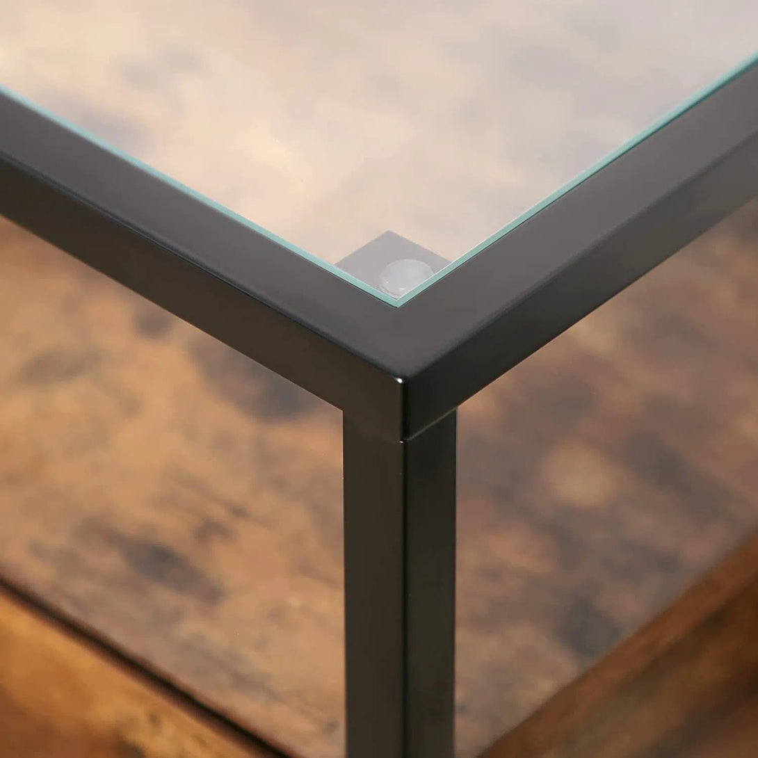 Malý stolek s tvrzeným sklem, noční stolek 43x43x54 cm