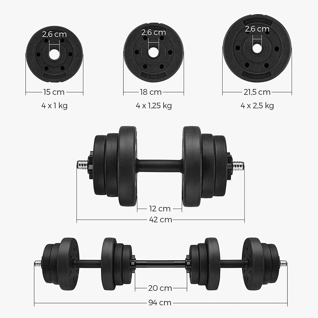 Nastavitelná sada činek s extra tyčí, 20 kg