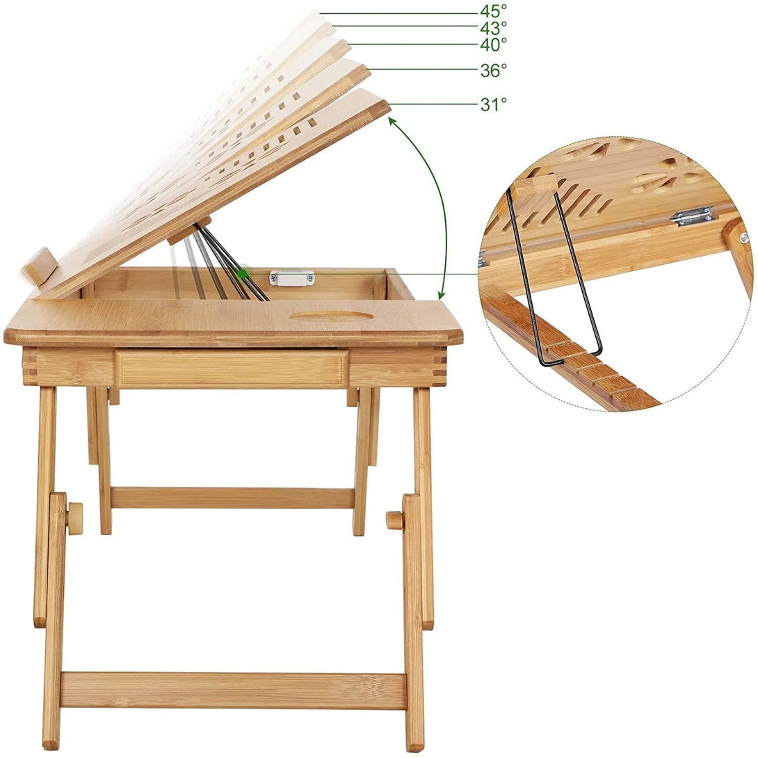 Nastavitelný bambusový stolek na notebook, přírodní barva