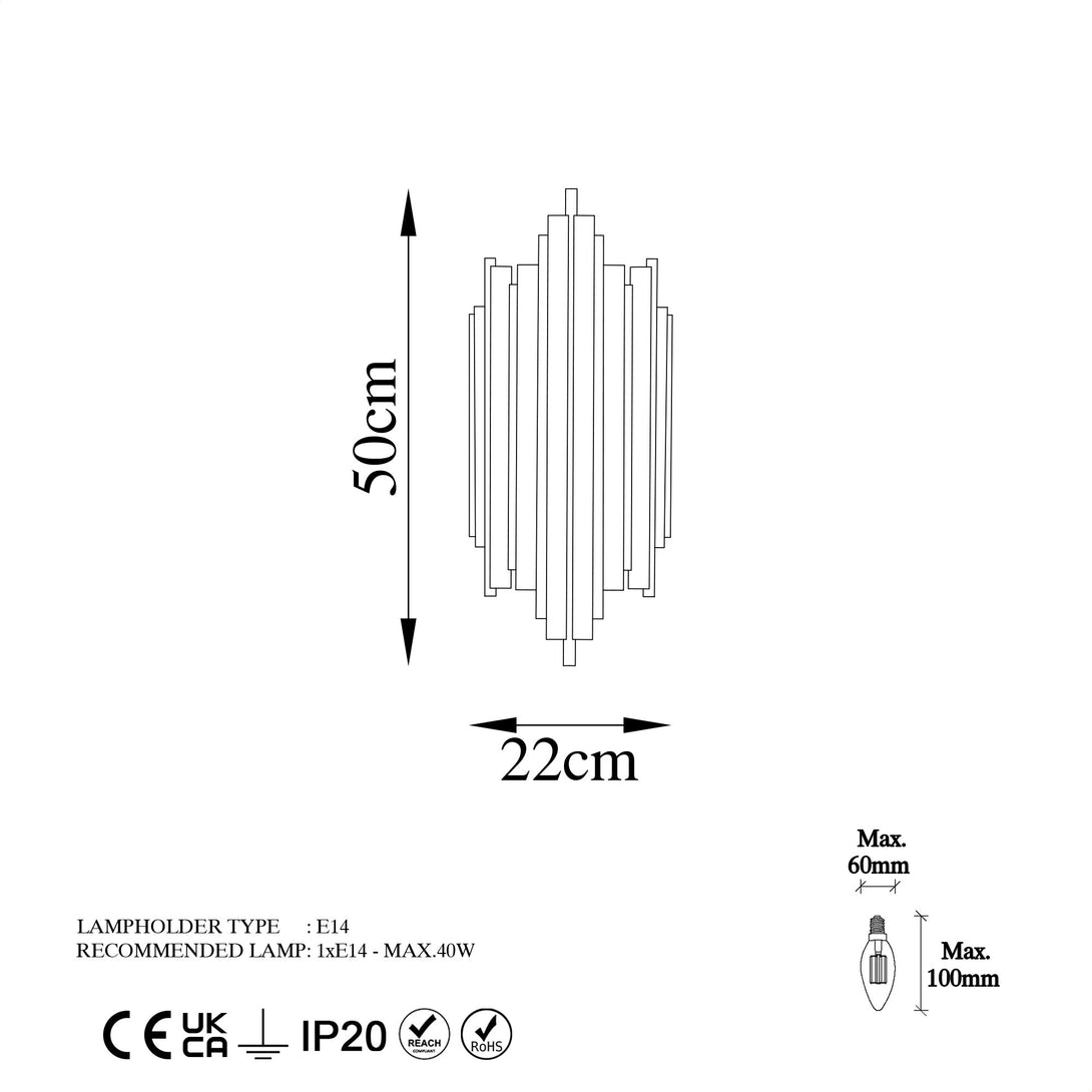 Nástěnná lampa, Reis - 13341-Fali lámpa-Vashome.cz