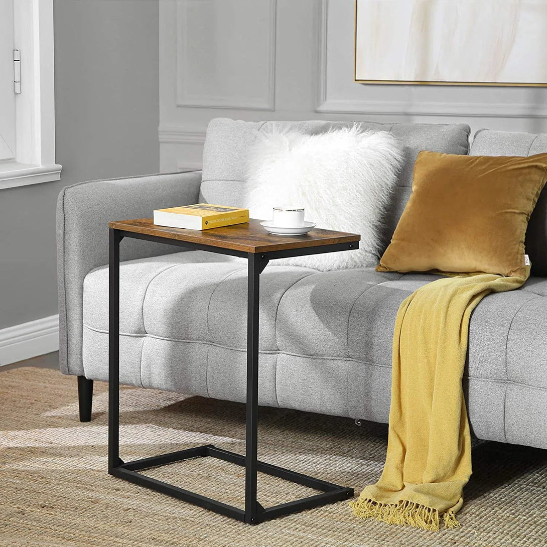 Odkládací stolek, stolek na notebook, rustikální hnědá a černá barva