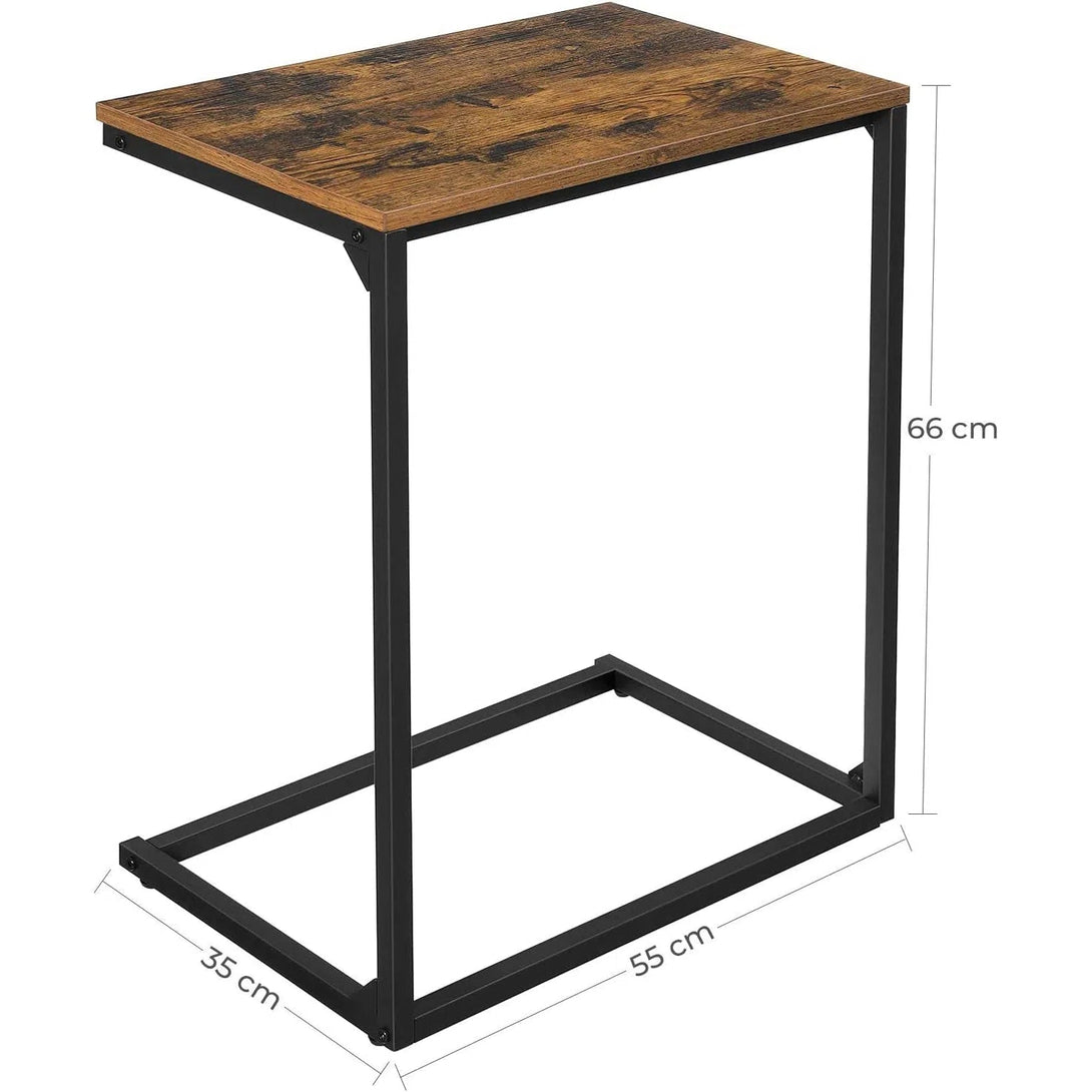 Odkládací stolek, stolek na notebook, rustikální hnědá a černá barva
