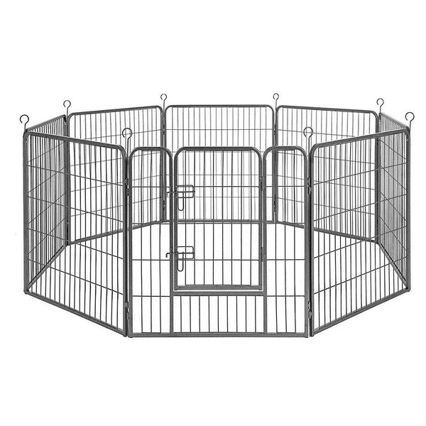 Ohrádka pro štěňata, malá domácí zvířata, 8-panelová, 80 cm, šedá-Ohrádky pro štěňata a malá zvířata-Vashome.cz