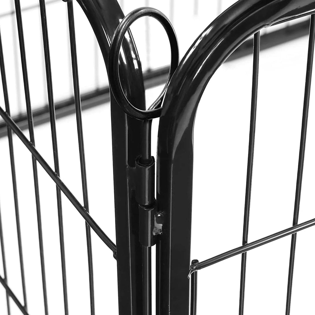 Ohrádka pro štěňata, skládací, přenosná, 122 x 80 x 70 cm, černá-Ohrádky a klece pro malá zvířata-Vashome.cz