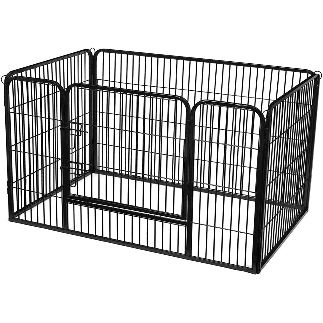 Ohrádka pro štěňata, skládací, přenosná, 122 x 80 x 70 cm, černá-Ohrádky a klece pro malá zvířata-Vashome.cz